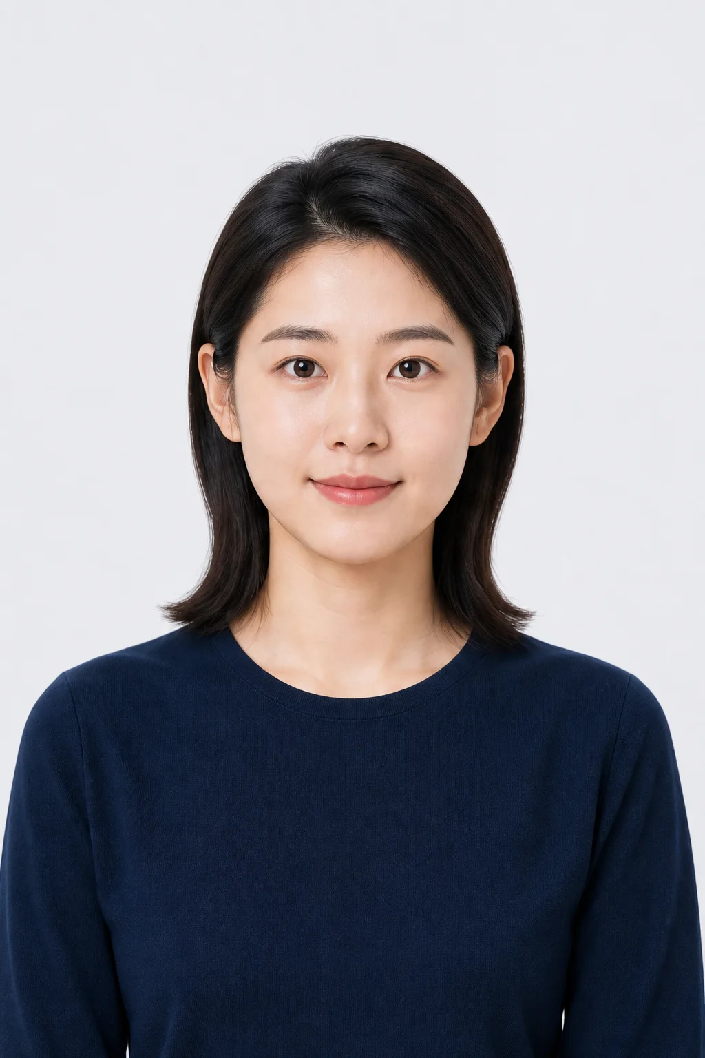 女性正面证件照示例